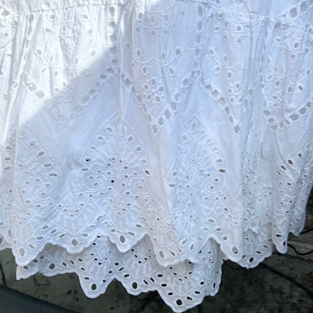 Eyelet 100% Cotton White Tank Dress - Picture 6 of 8